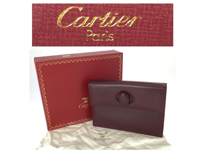Borsa a Pochette Cartier Vintage Must Line Bordò - vista 4