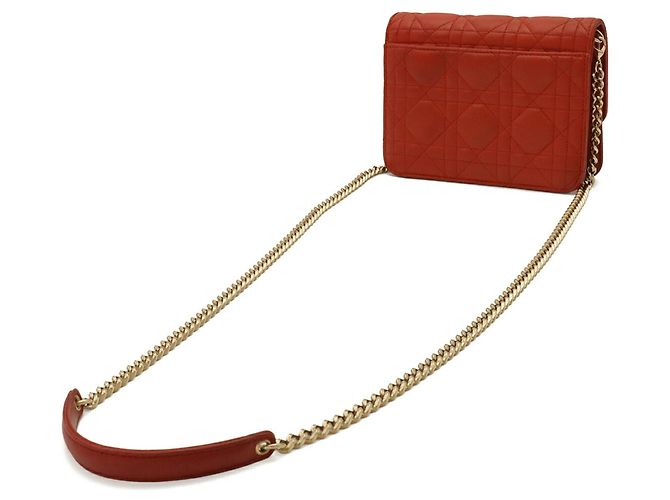 Borsa a spalla Pochette Cannage Christian Dior Rosa Rosso - vista 3