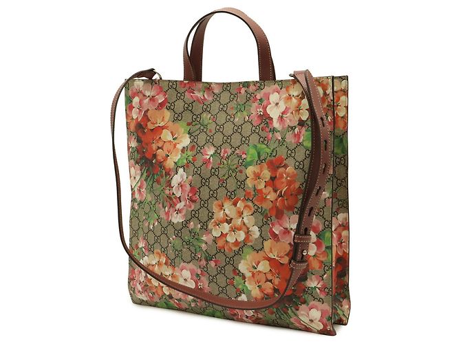 Borsa Tote GUCCI GG Blooms Supreme Flower Rosa Multicolore Beige - vista 3