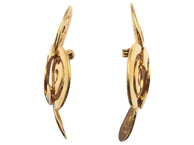 Timeless Spilla Chanel Vintage Coco Mark in metallo dorato D'oro - vista 3