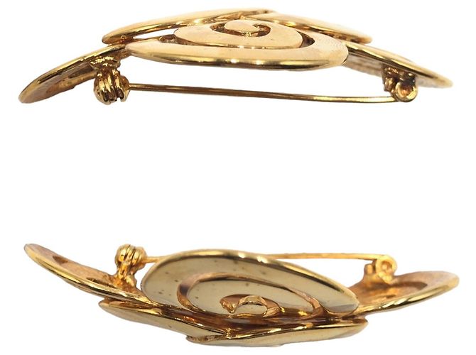 Timeless Spilla Chanel Vintage Coco Mark in metallo dorato D'oro - vista 4