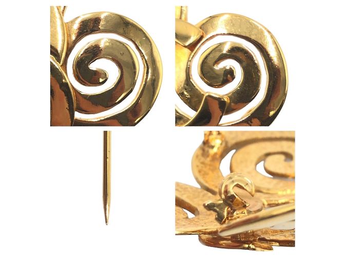 Timeless Spilla Chanel Vintage Coco Mark in metallo dorato D'oro - vista 5