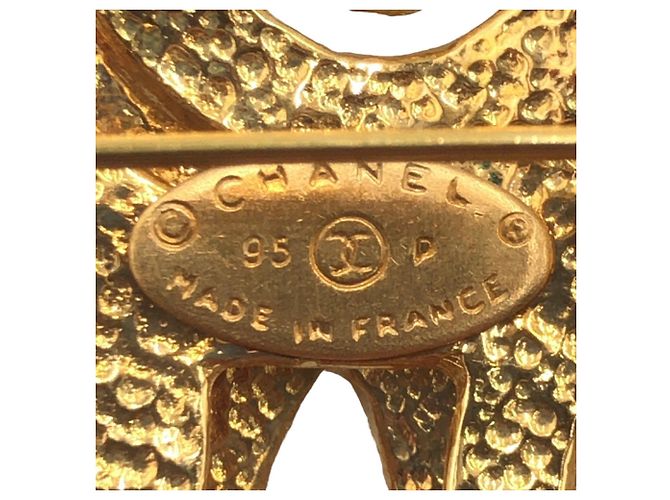 Timeless Spilla Chanel Vintage Coco Mark in metallo dorato D'oro - vista 6