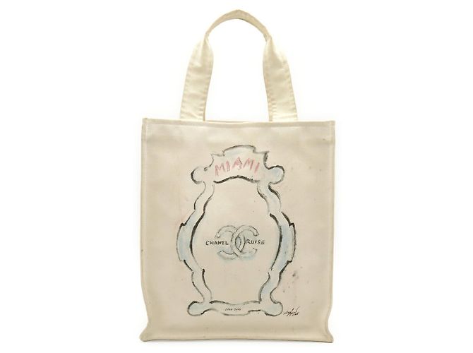 Chanel Shopper-Bag aus Canvas in Elfenbein Roh - Ansicht 2