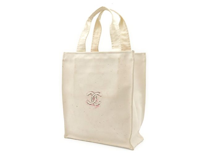 Chanel Shopper-Bag aus Canvas in Elfenbein Roh - Ansicht 3
