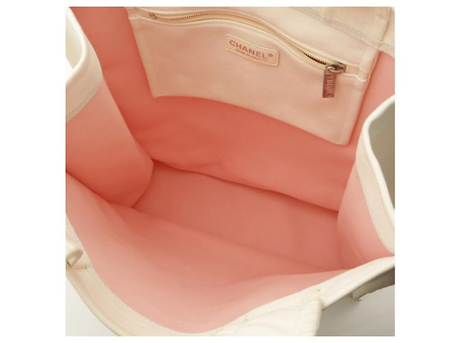 Chanel Shopper-Bag aus Canvas in Elfenbein Roh - Ansicht 6
