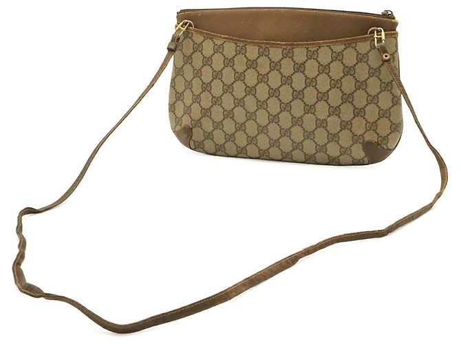 Borsa a tracolla Gucci Old GG Plus Sherry Line Marrone Beige - vista 3