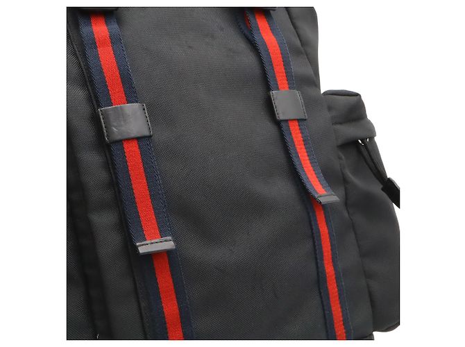 Zaino GUCCI Techno Canvas Web Line Sherry Cat Head Nero Rosso Verde Blu navy - vista 10