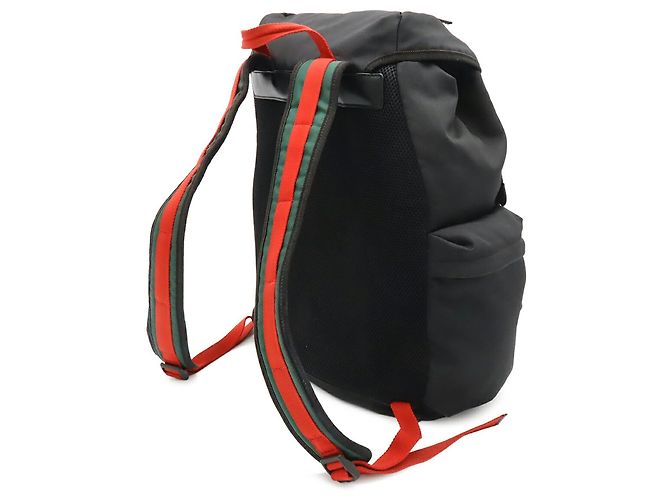 Zaino GUCCI Techno Canvas Web Line Sherry Cat Head Nero Rosso Verde Blu navy - vista 3