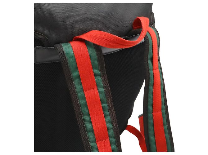 Zaino GUCCI Techno Canvas Web Line Sherry Cat Head Nero Rosso Verde Blu navy - vista 5