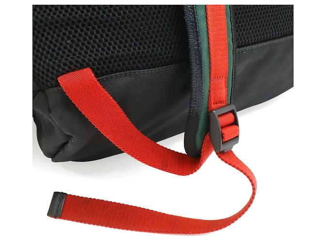 Zaino GUCCI Techno Canvas Web Line Sherry Cat Head Nero Rosso Verde Blu navy - vista 6