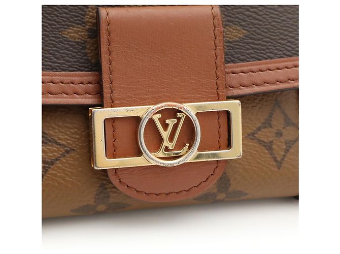 Louis Vuitton Monogram Reverse Portefeuille Dauphine Compact Tri-fold Wallet Braun Hellbraun - Ansicht 5