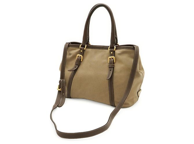 Prada Jacquard-Band Handtasche Tote Bag Braun Beige Khaki - Ansicht 3
