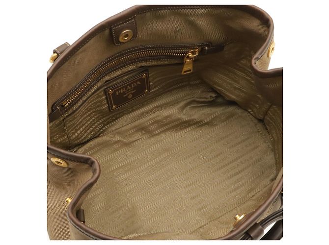 Prada Jacquard-Band Handtasche Tote Bag Braun Beige Khaki - Ansicht 8