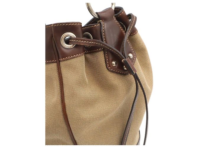Borsa a tracolla Prada in jacquard Beige Cachi Marrone scuro - vista 6