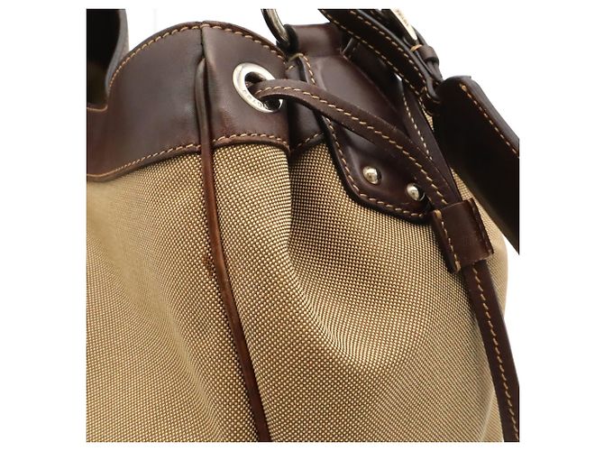 Borsa a tracolla Prada in jacquard Beige Cachi Marrone scuro - vista 8