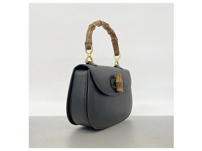 Borsa Gucci Bamboo in pelle nera Nero - vista 2