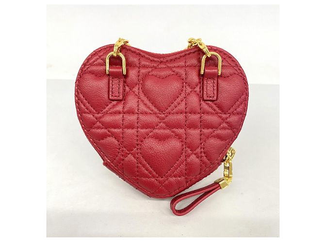 Borsa a tracolla in pelle rossa Christian Dior Rosso - vista 8