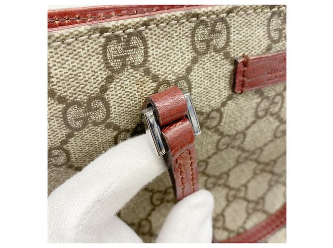 Borsa Tote Gucci GG Supreme 117551 Marrone Rosso - vista 11