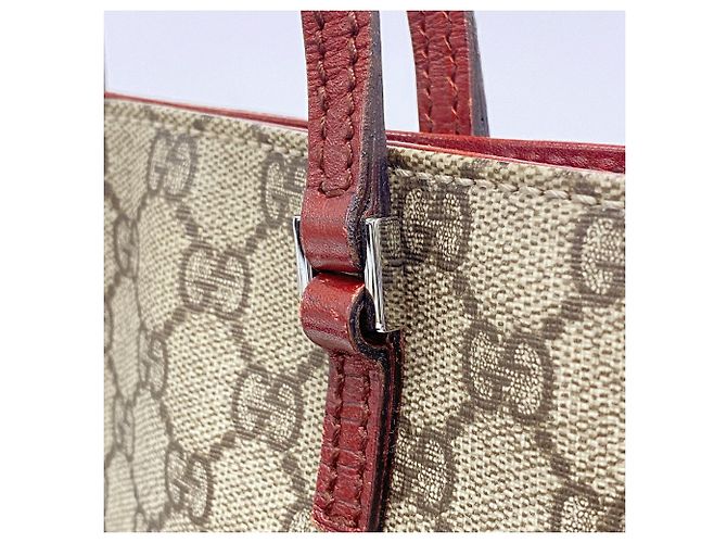 Borsa Tote Gucci GG Supreme 117551 Marrone Rosso - vista 8