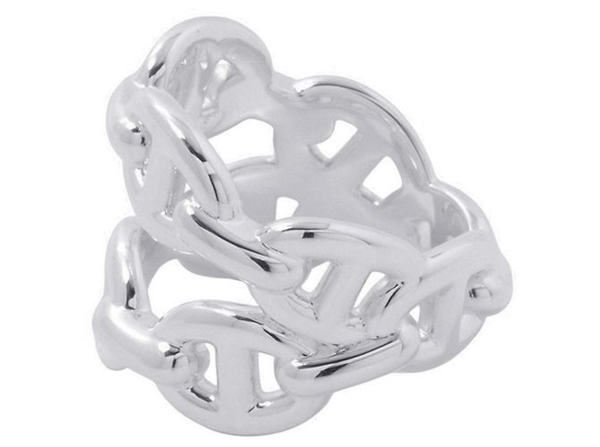 Ring Anello Hermès Chaine d'Ancre Enchainee Double Row Band - vista 2