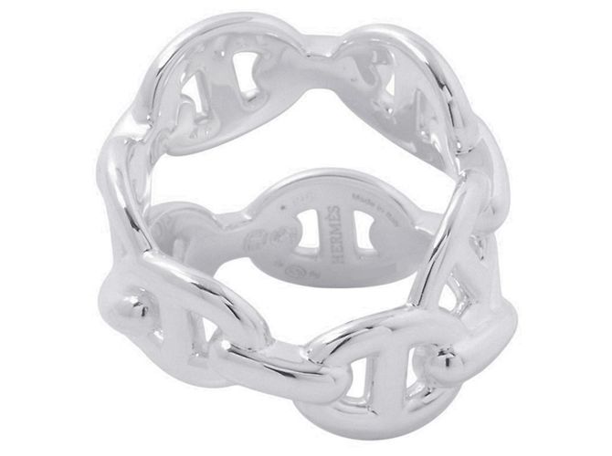 Ring Anello Hermès Chaine d'Ancre Enchainee Double Row Band - vista 3