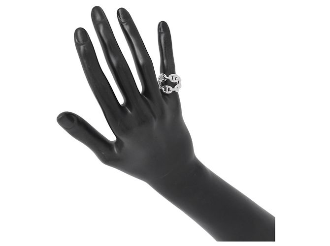 Ring Anello Hermès Chaine d'Ancre Enchainee Double Row Band - vista 4