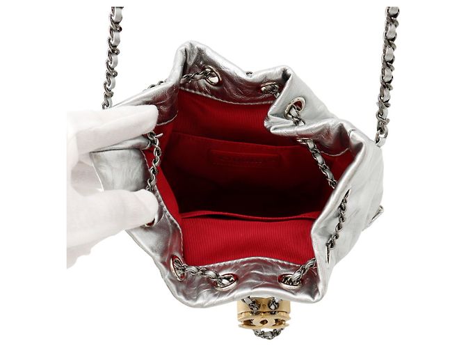 Borsa a tracolla con catena in pelle Chanel Gabrielle Argento - vista 5