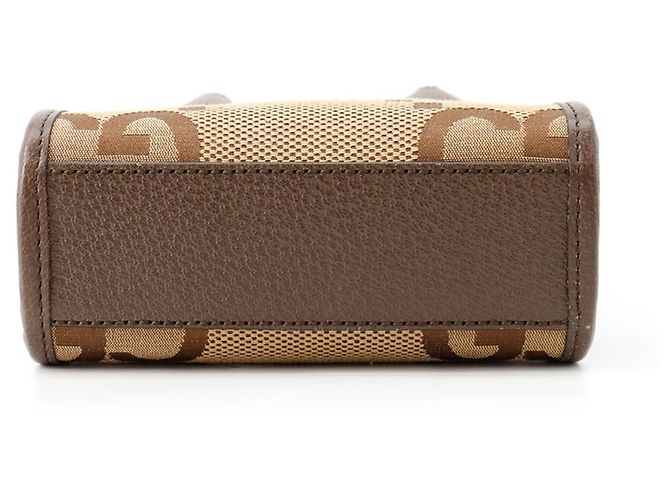 Mini Tote Bag Gucci Jumbo GG Marrone Beige - vista 3