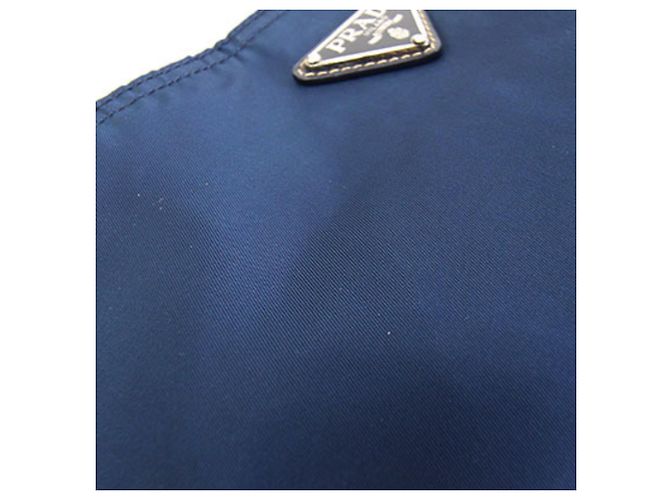 Borsa a tracolla Prada in nylon e pelle blu navy - vista 4