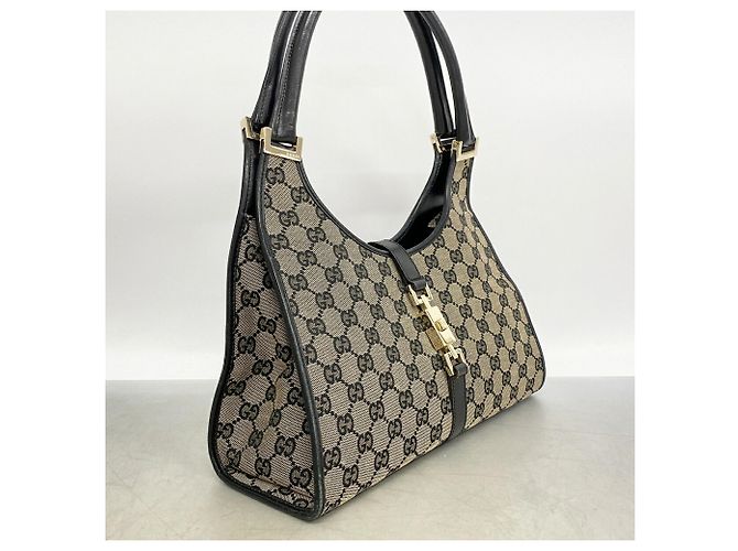 Borsa Gucci GG Canvas Jackie Marrone Nero - vista 2
