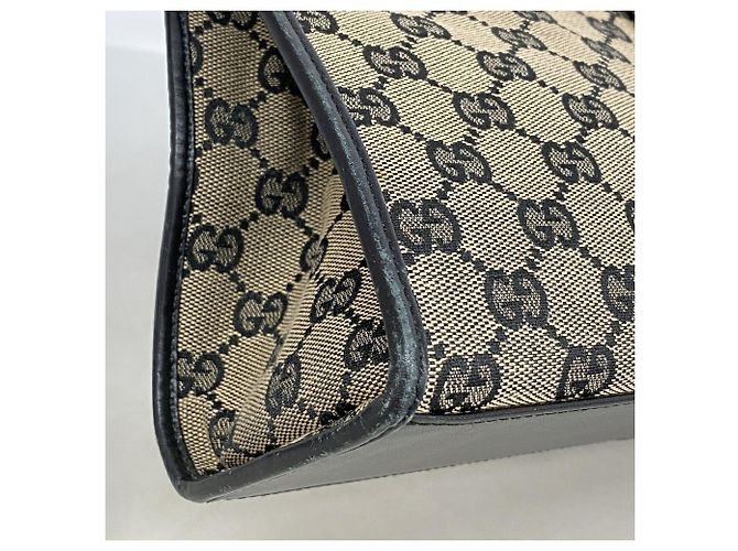 Borsa Gucci GG Canvas Jackie Marrone Nero - vista 6