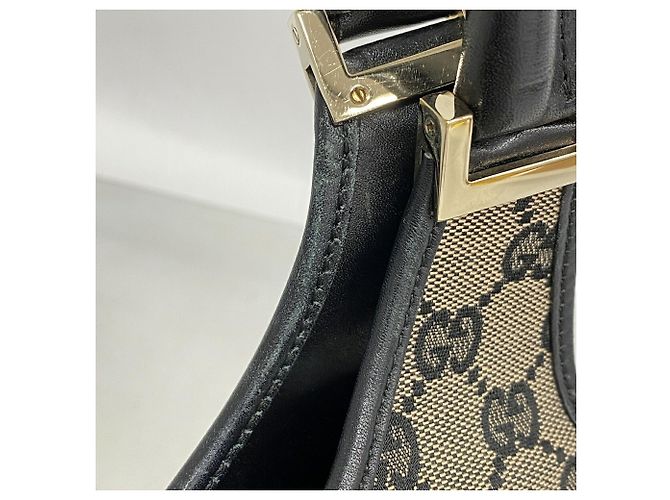 Borsa Gucci GG Canvas Jackie Marrone Nero - vista 7
