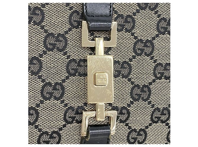 Borsa Gucci GG Canvas Jackie Marrone Nero - vista 9