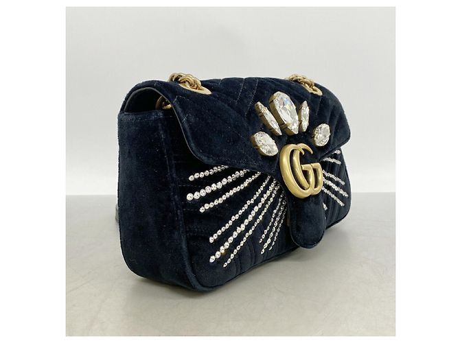 Borsa a tracolla Gucci GG Marmont in velluto nero - vista 2