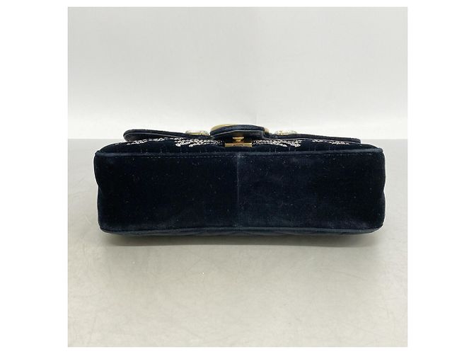 Borsa a tracolla Gucci GG Marmont in velluto nero - vista 3