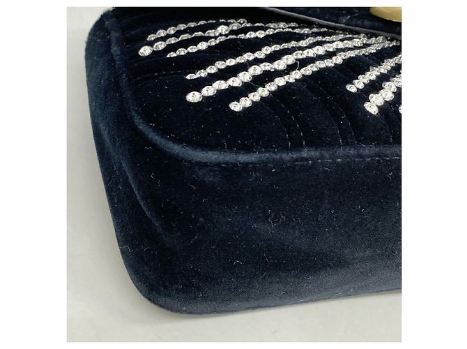 Borsa a tracolla Gucci GG Marmont in velluto nero - vista 6