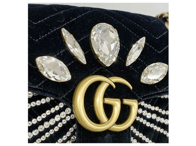 Borsa a tracolla Gucci GG Marmont in velluto nero - vista 7