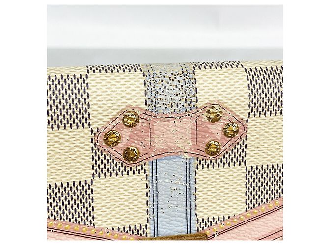 Louis Vuitton Damier Azur Summer Trunk Portefeuille Sarah Long Wallet Bianco - vista 7