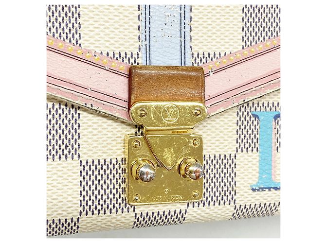 Louis Vuitton Damier Azur Summer Trunk Portefeuille Sarah Long Wallet Bianco - vista 8