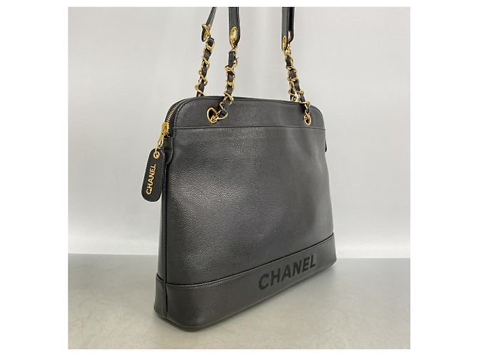Borsa Tote Chanel in pelle di vitello martellata nera Nero - vista 2