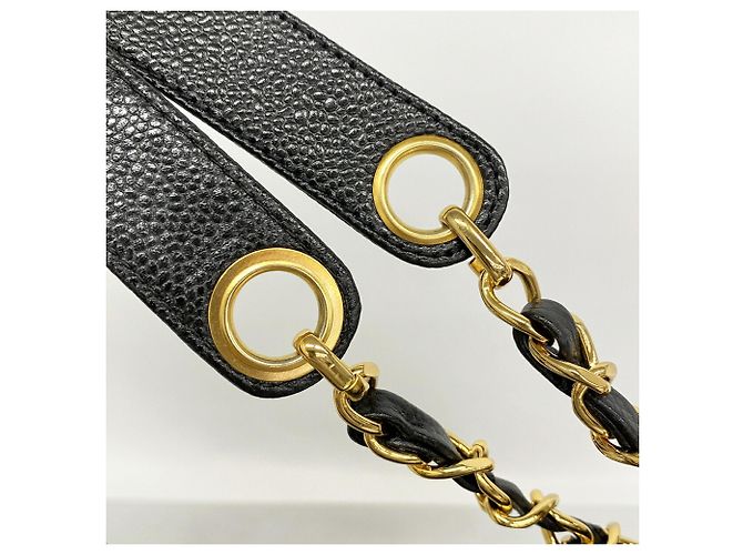 Borsa Tote Chanel in pelle di vitello martellata nera Nero - vista 9