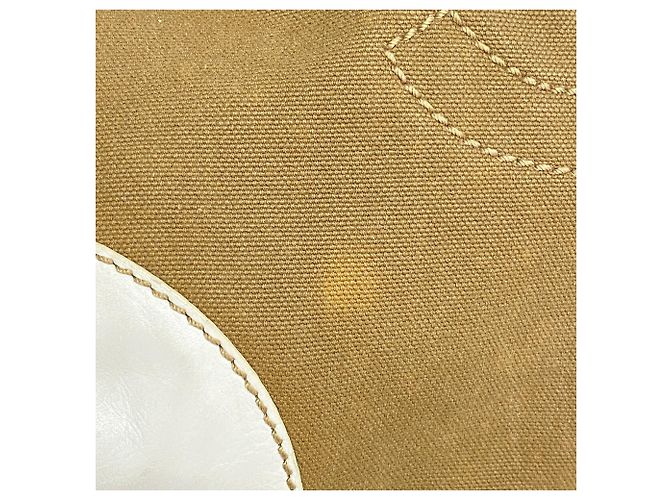 Borsa Tote Chanel in tela beige e bianca Bianco - vista 10