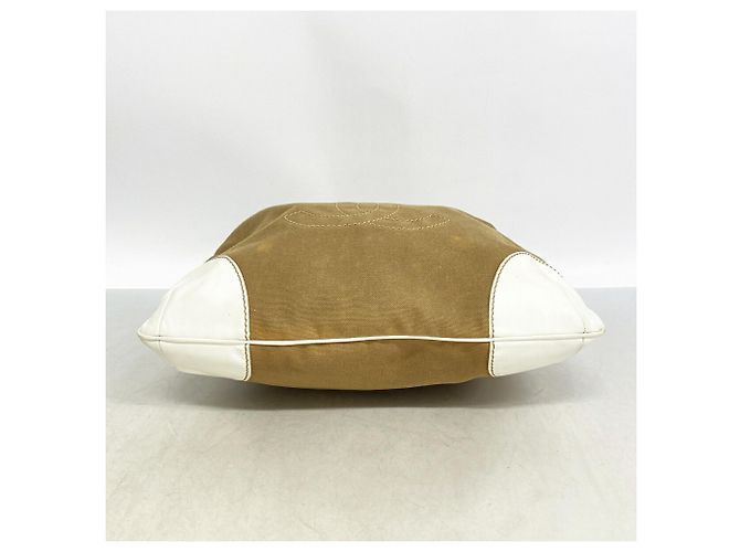 Borsa Tote Chanel in tela beige e bianca Bianco - vista 3