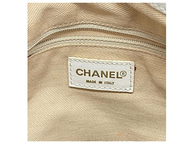 Borsa Tote Chanel in tela beige e bianca Bianco - vista 5