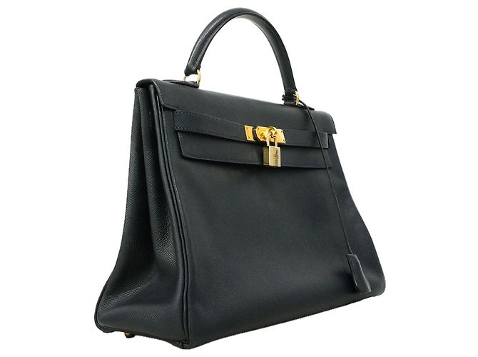Hermès Borsa Hermes Kelly 32 in pelle Courchevel Navy Blu navy - vista 2