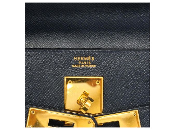 Hermès Borsa Hermes Kelly 32 in pelle Courchevel Navy Blu navy - vista 5