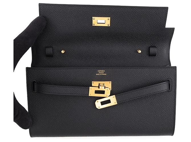 Hermès Portafoglio Hermes Kelly Long in pelle Epsom nera Nero - vista 4