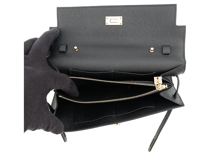 Hermès Portafoglio Hermes Kelly Long in pelle Epsom nera Nero - vista 5
