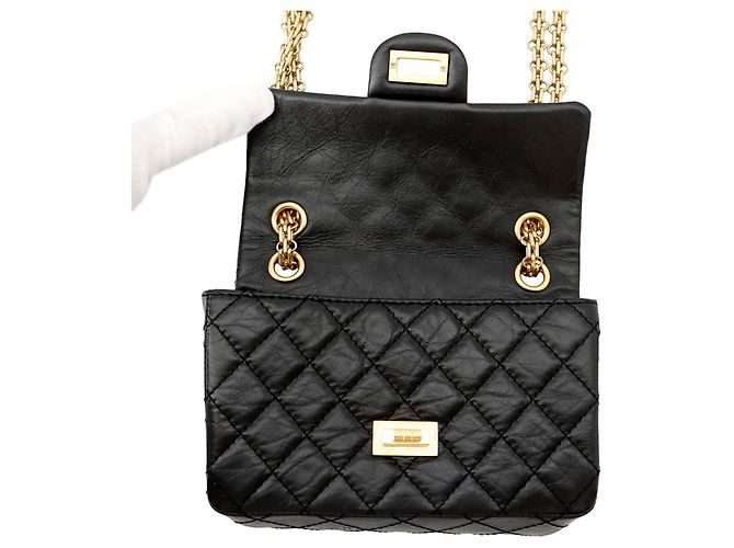 Chanel Matelassé 2.55 Mini Handtasche Schwarz - Ansicht 6